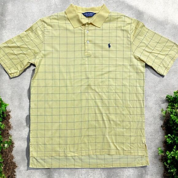 Polo Ralph Lauren Other - Polo Golf Ralph Lauren Vintage Canary Yellow Navy Cotton Shirt Men's Size Large
